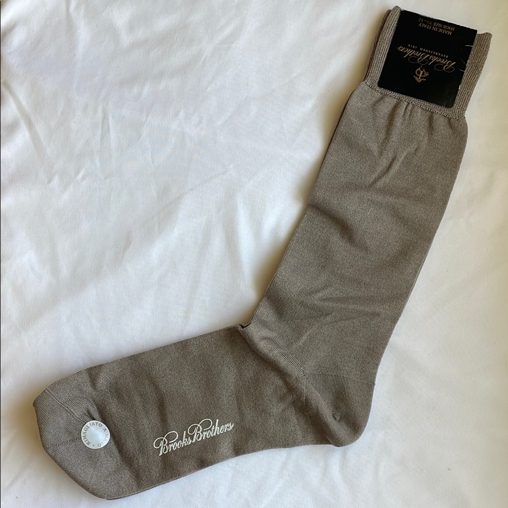 NWT Brooks Brothers Tan Men's Crew Socks